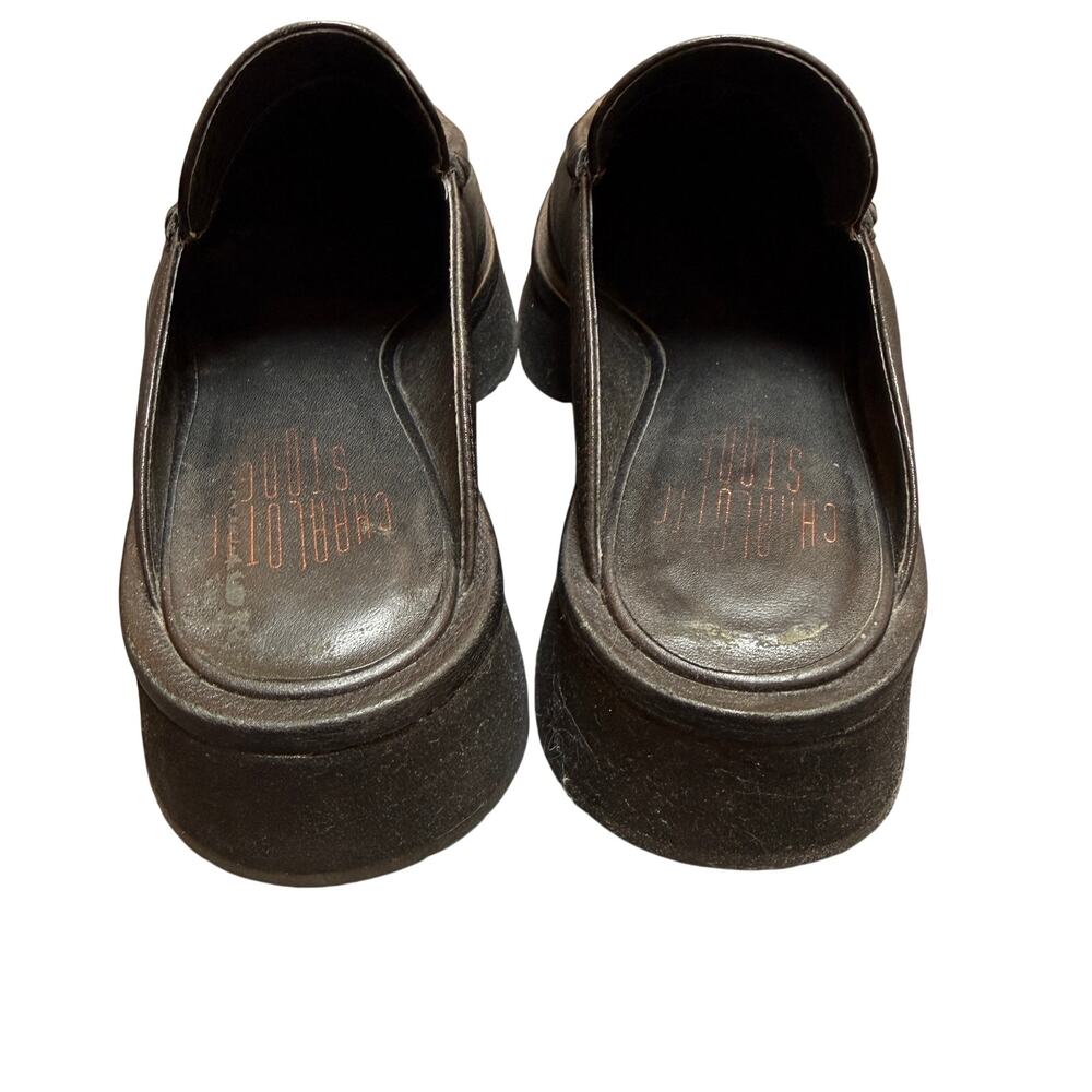 Charlotte Stone Duncan Black Leather Platform Mule Loafers Women’s Size 7 Shoes - Picture 5 of 6
